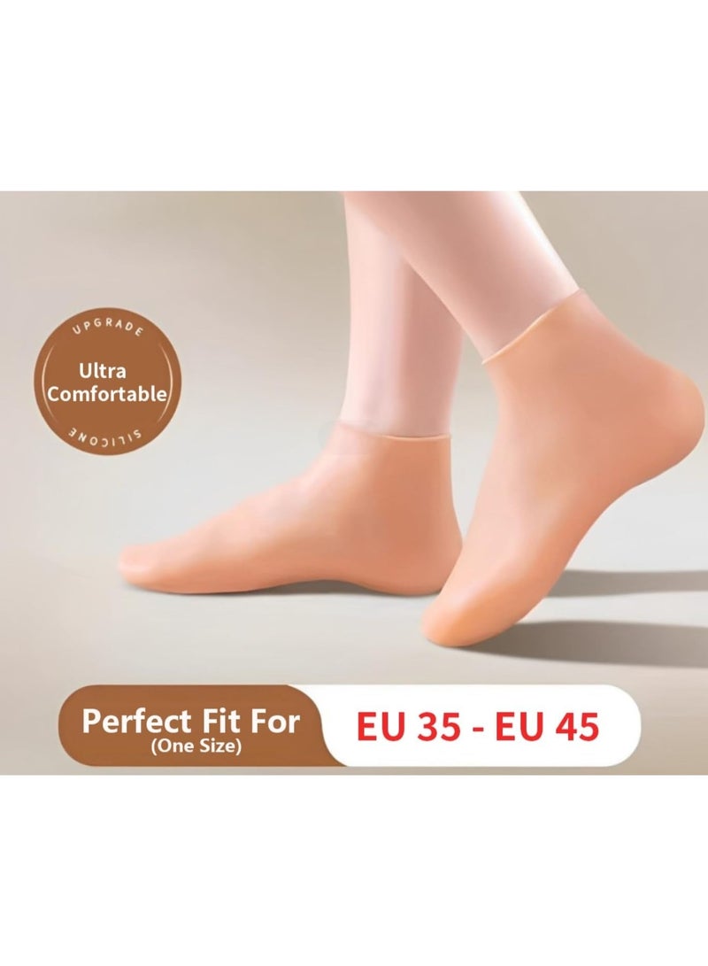 2 Pairs Silicone Socks for Dry Cracked Feet - Silicone Moisturizing Socks for Women - Foot Care Silicone Socks - Spa Gel Socks Foot Care After Pedicure - Image 3